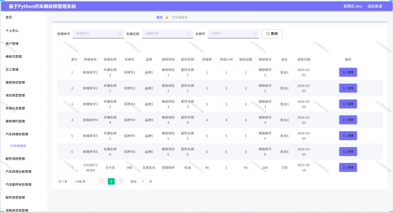 基于Python+Django的汽车故障维修管理系统+LW-源码好优多
