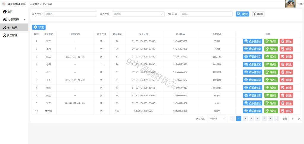 基于Java Springboot敬老院管理系统-源码好优多