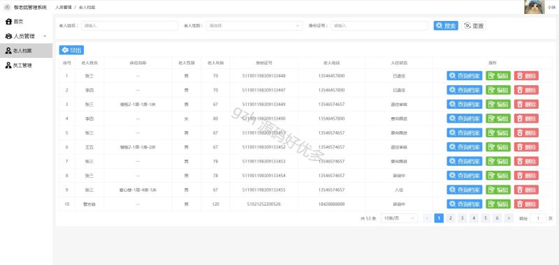 基于Java Springboot敬老院管理系统-源码好优多