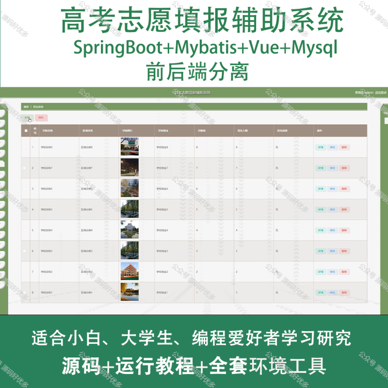 基于Java Springboot高考志愿填报辅助系统-源码好优多
