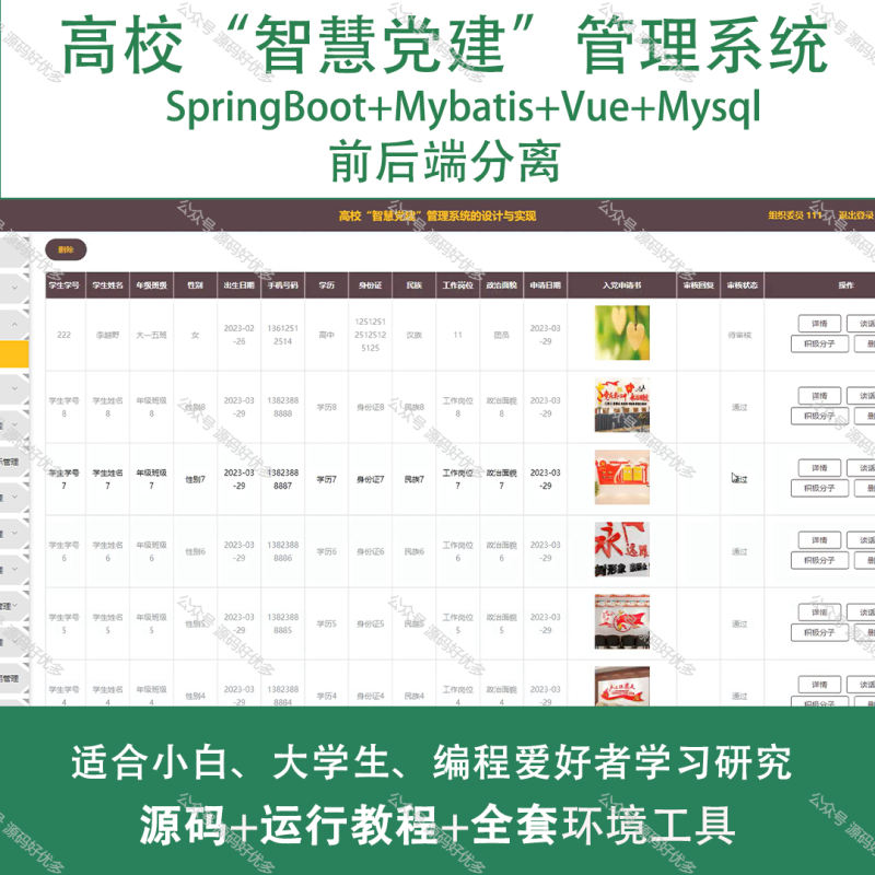 基于Java Springboot高校“智慧党建”管理系统-源码好优多