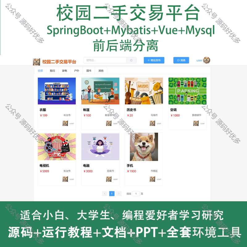 基于Java Springboot校园二手交易平台-源码好优多