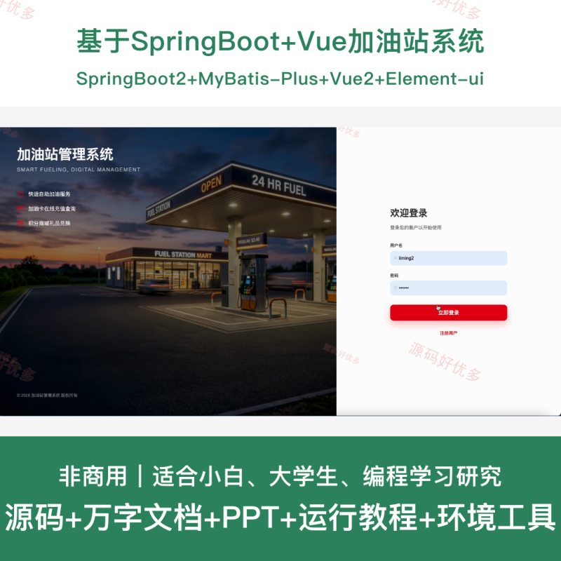 基于SpringBoot+Vue加油站管理系统-源码好优多